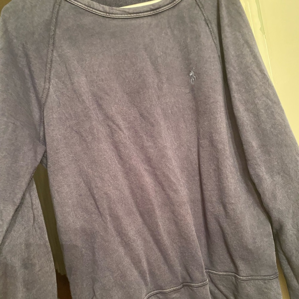 Worn out look blue Polo crew neck